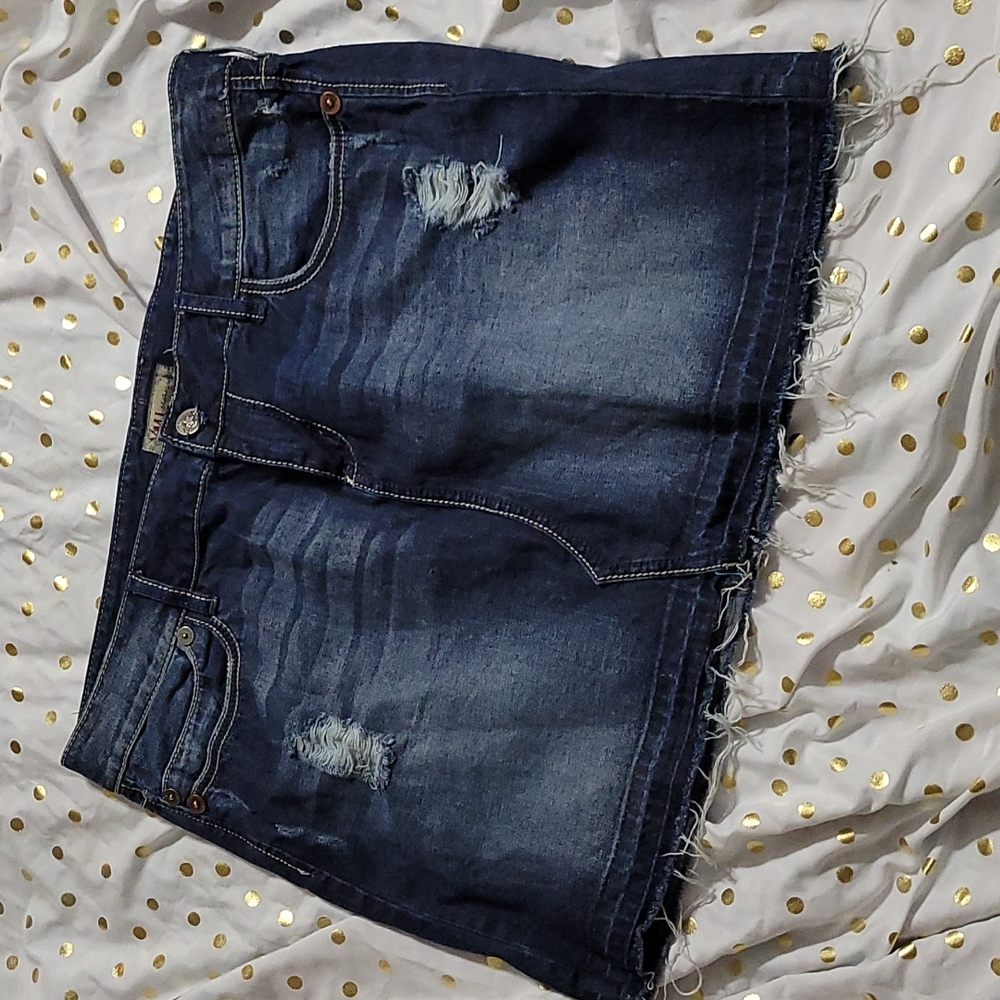YMI Denim distressed short skirt size 18